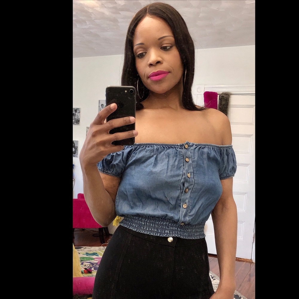 🌈3/$20 boohoo cropped denim top 2 4 S